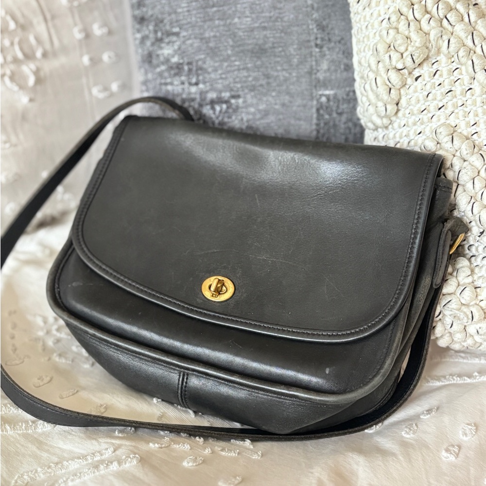 Coach Vintage Black 9790 Crossbody Bag with brass